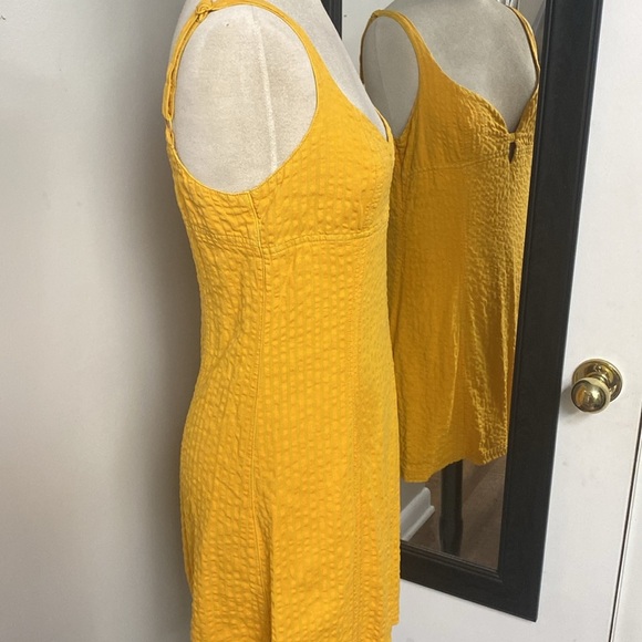 URBAN OUTFITTERS WHY NOT SEERSUCKER MINI DRESS EMPIRE WAIST SIDE ZIP CUTOUT BUST - Picture 7 of 16